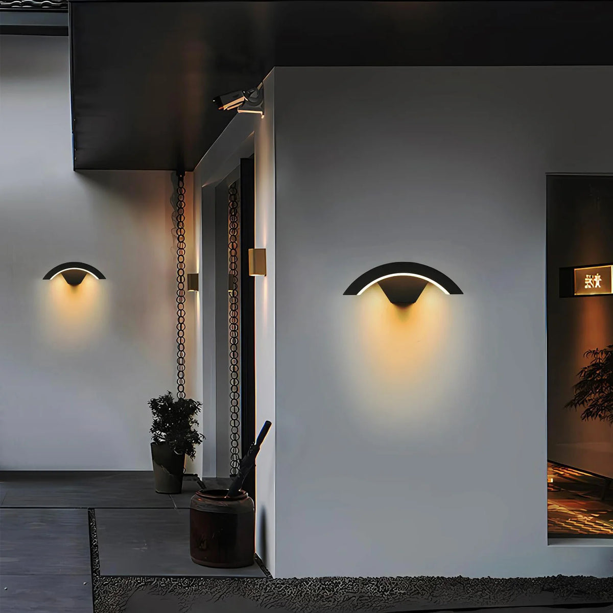 24W LED Modern Outdoor Wall Sconce | Warm White 3000K | Black Iron