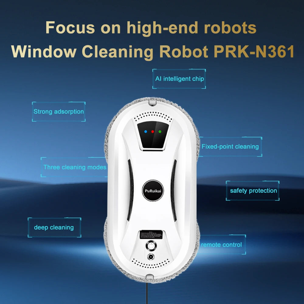PuRuiKai PRK-N361 Window Cleaning Robot | 5600Pa Suction & Remote Control