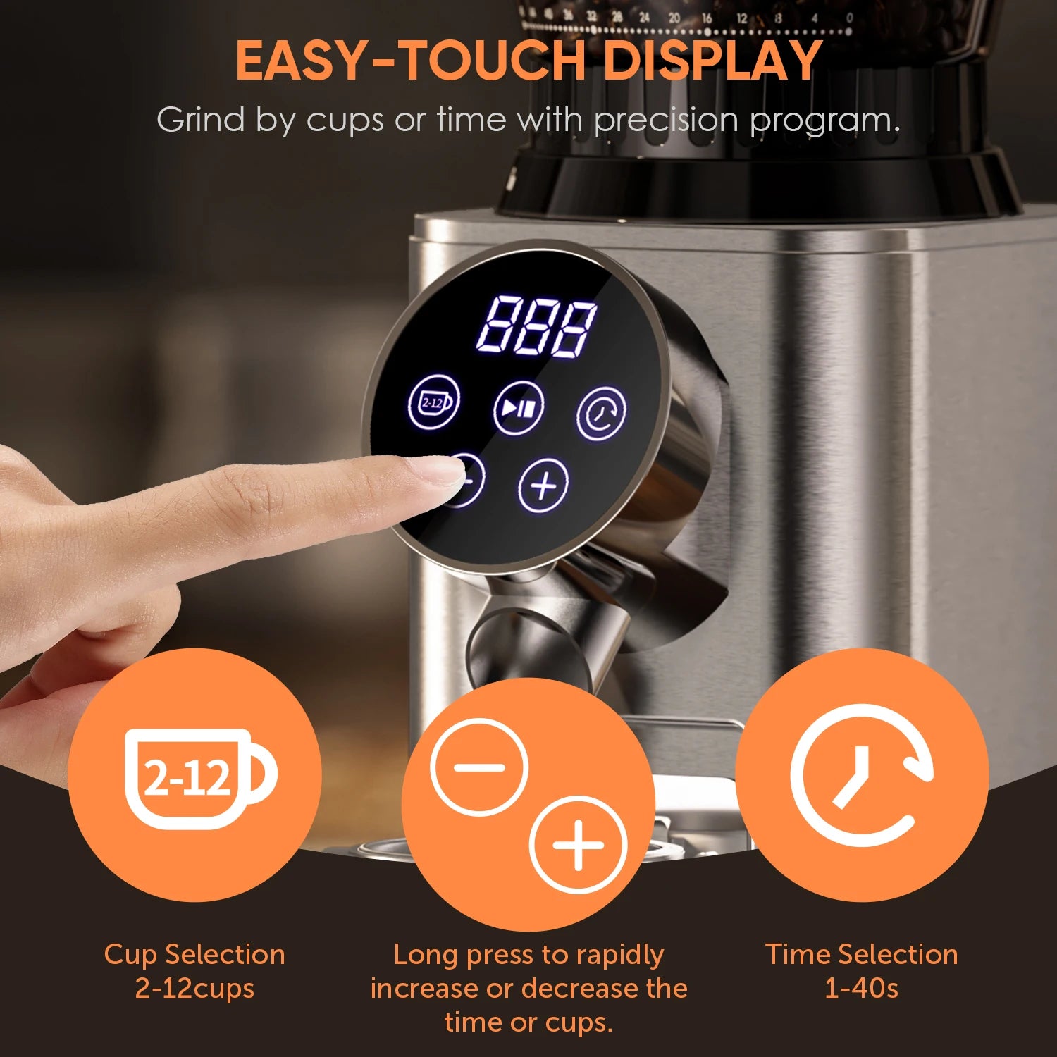 Electric Conical Burr Coffee Grinder – 48 Grind Settings, Anti-Static & Espresso Ready