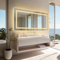 Large Rectangle LED Bathroom Mirror – Dimmable, Anti-Fog, Backlit & Front-Lit