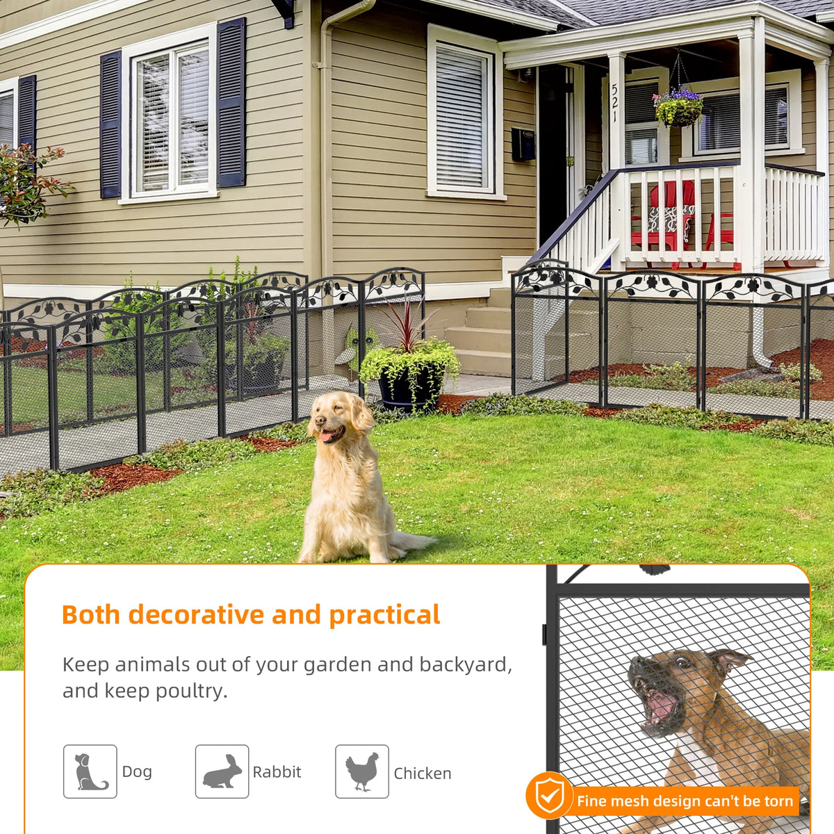 5pcs Iron Garden Fence Panels – Outdoor Animal Barrier