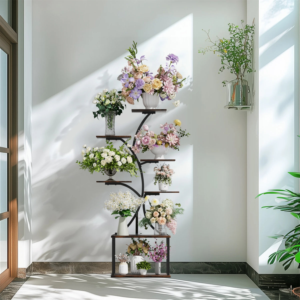 7-Tier Tree-Shaped Plant Stand – Metal Flower Display Rack