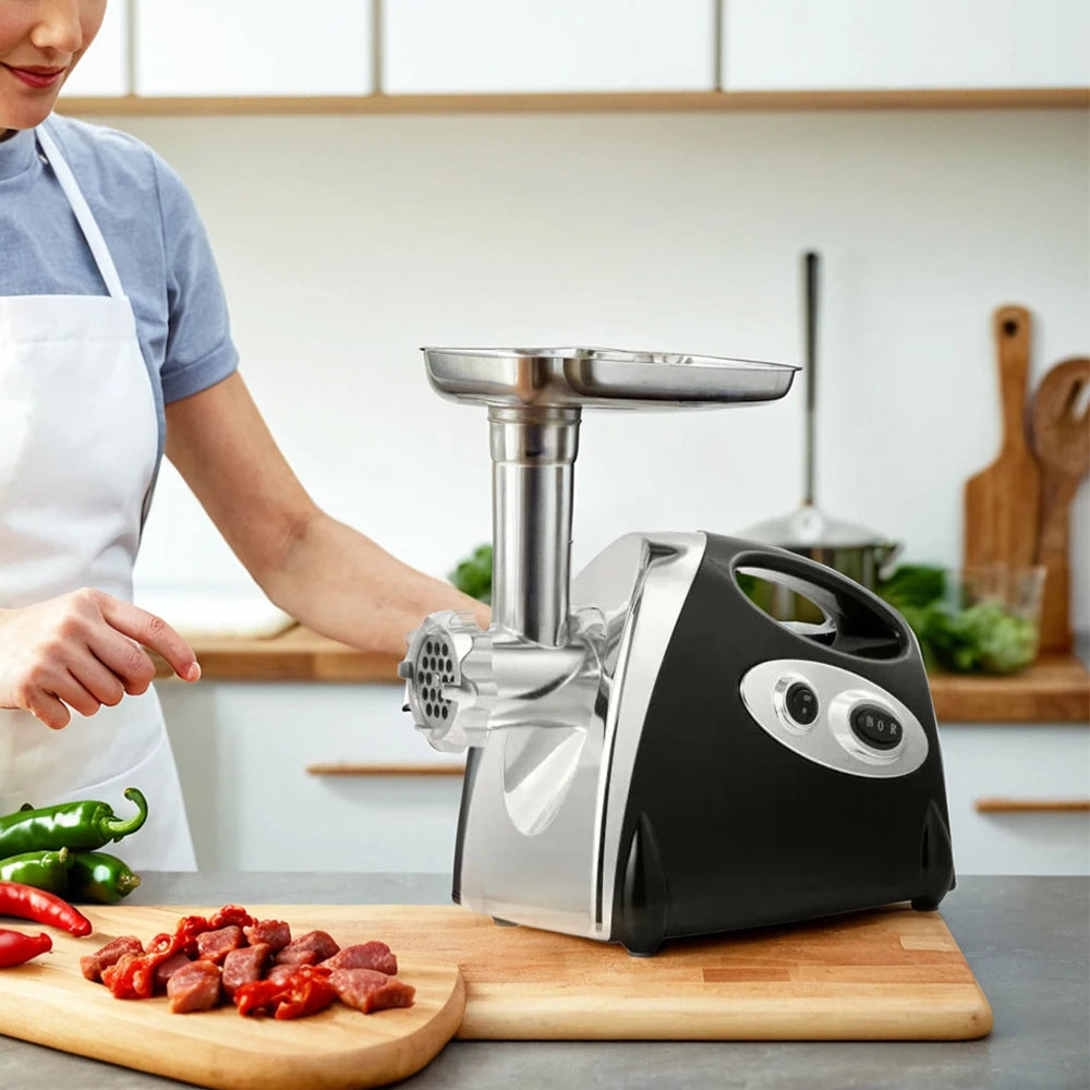 Electric Meat Grinder 2800W, 1–1.5kg/min, Stainless Steel Blade & 3 Grinding Plates, with Sausage Stuffer