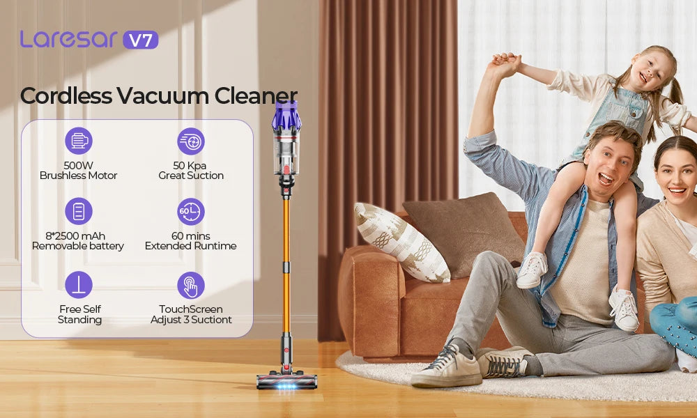 Laresar V7 Cordless Vacuum Cleaner with Removable Battery