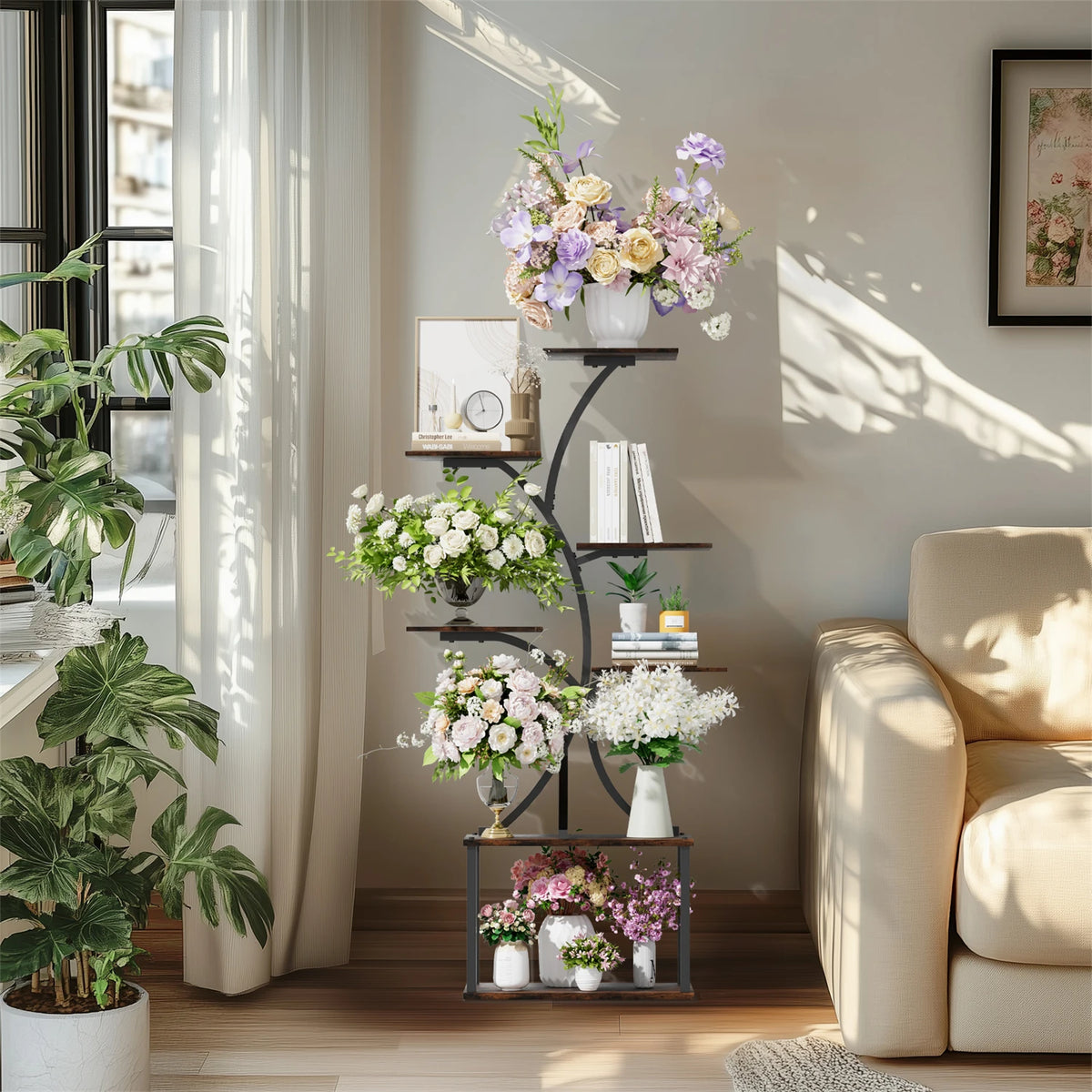 7-Tier Tree-Shaped Plant Stand – Metal Flower Display Rack