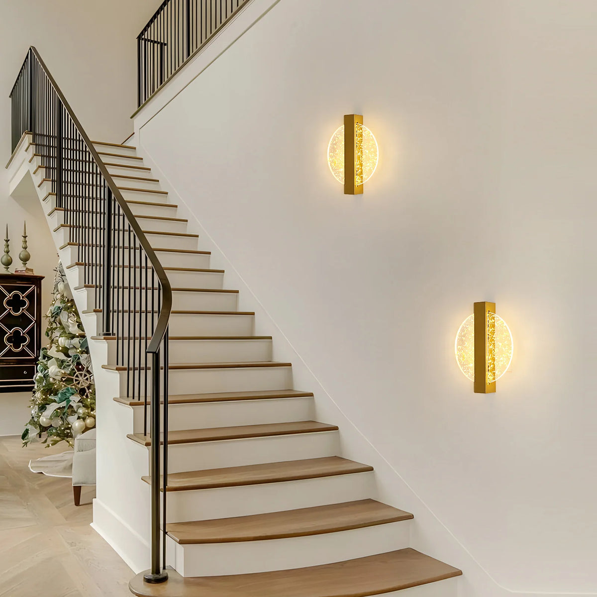 Modern Gold Foil Round LED Wall Sconce | 12W 3-Colour Dimmable | Luxury Decor
