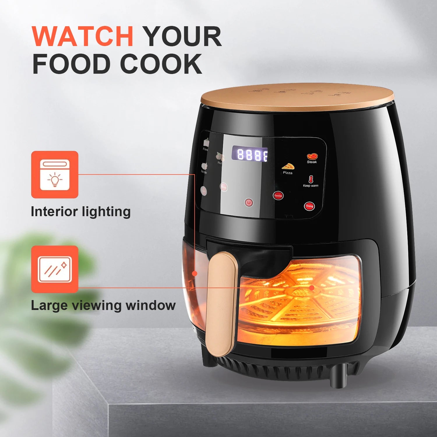 6L Digital Air Fryer – 1400W, 6 Presets, Viewing Window & Dishwasher Safe Basket