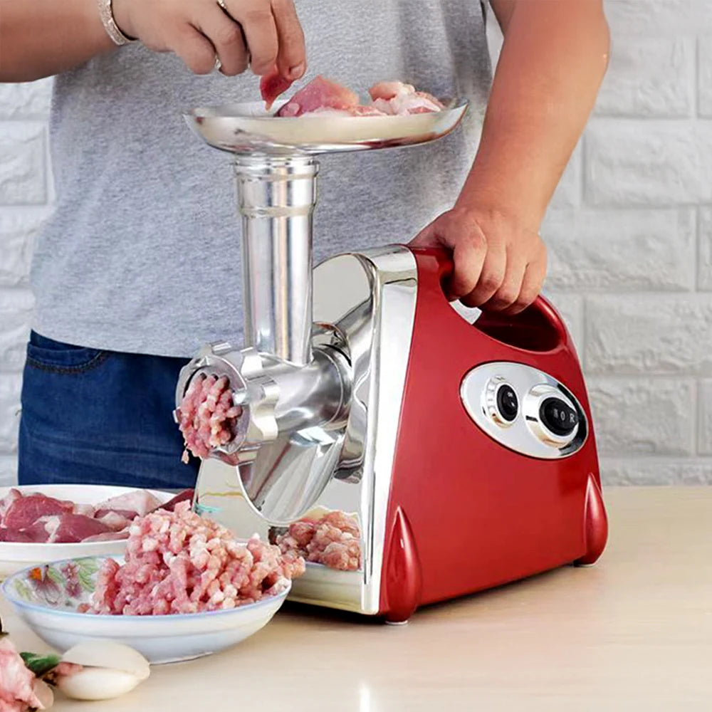 Electric Meat Grinder 2800W, 1–1.5kg/min, Stainless Steel Blade & 3 Grinding Plates, with Sausage Stuffer