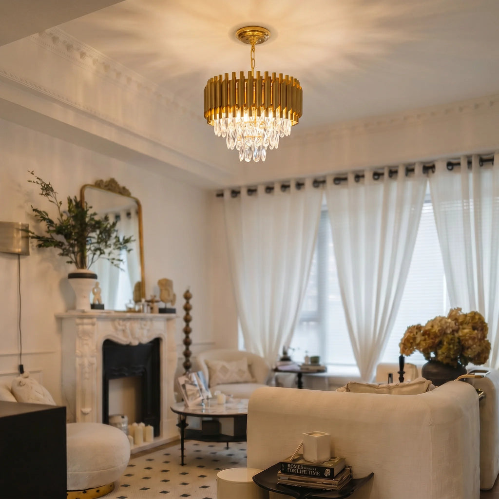 Modern Gold 3-Tier K9 Crystal Chandelier | 5-Light Luxury Ceiling Light