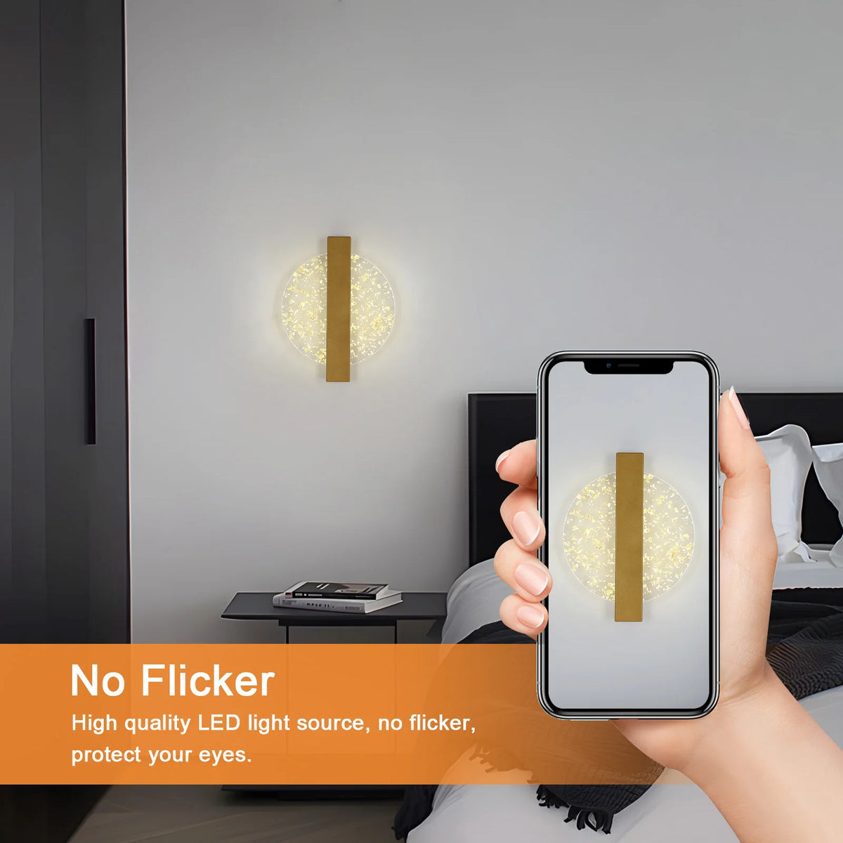 Modern Gold Foil Round LED Wall Sconce | 12W 3-Colour Dimmable | Luxury Decor