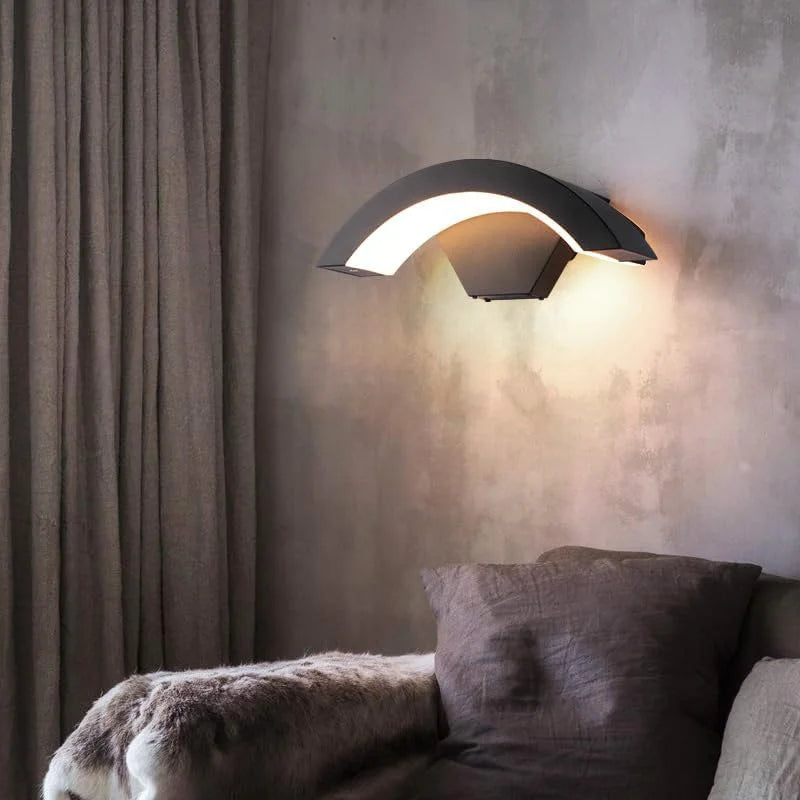 24W LED Modern Outdoor Wall Sconce | Warm White 3000K | Black Iron