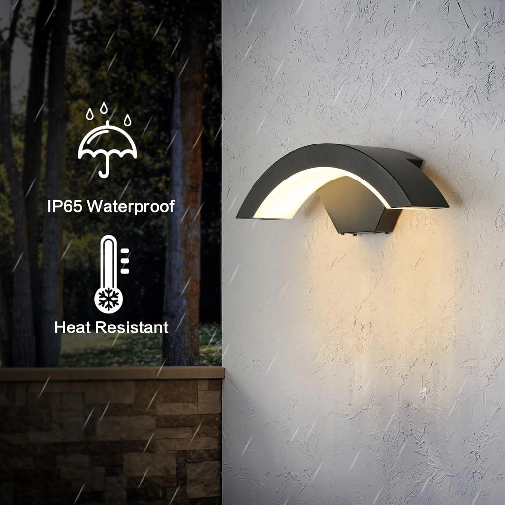 24W LED Modern Outdoor Wall Sconce | Warm White 3000K | Black Iron