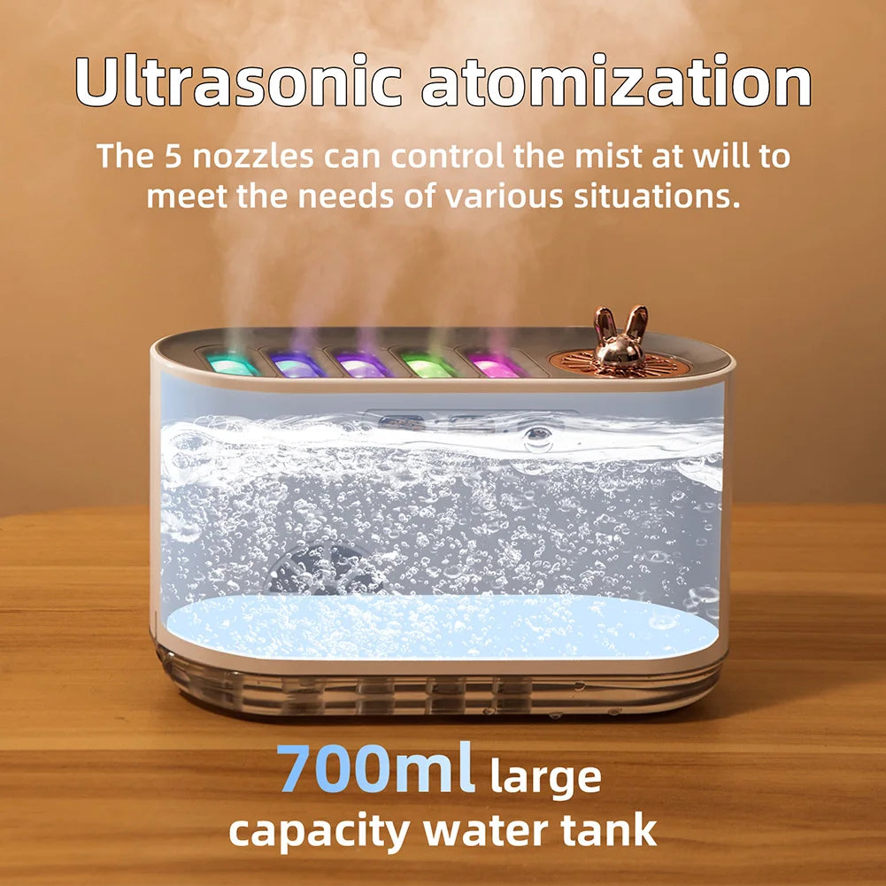 7 Colours LED Music Sync Air Humidifier & Aroma Diffuser with 5 Nozzle Spray