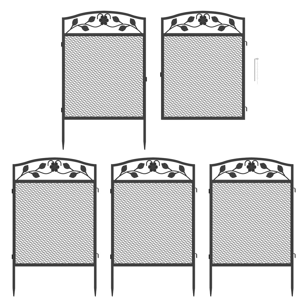 5pcs Iron Garden Fence Panels – Outdoor Animal Barrier
