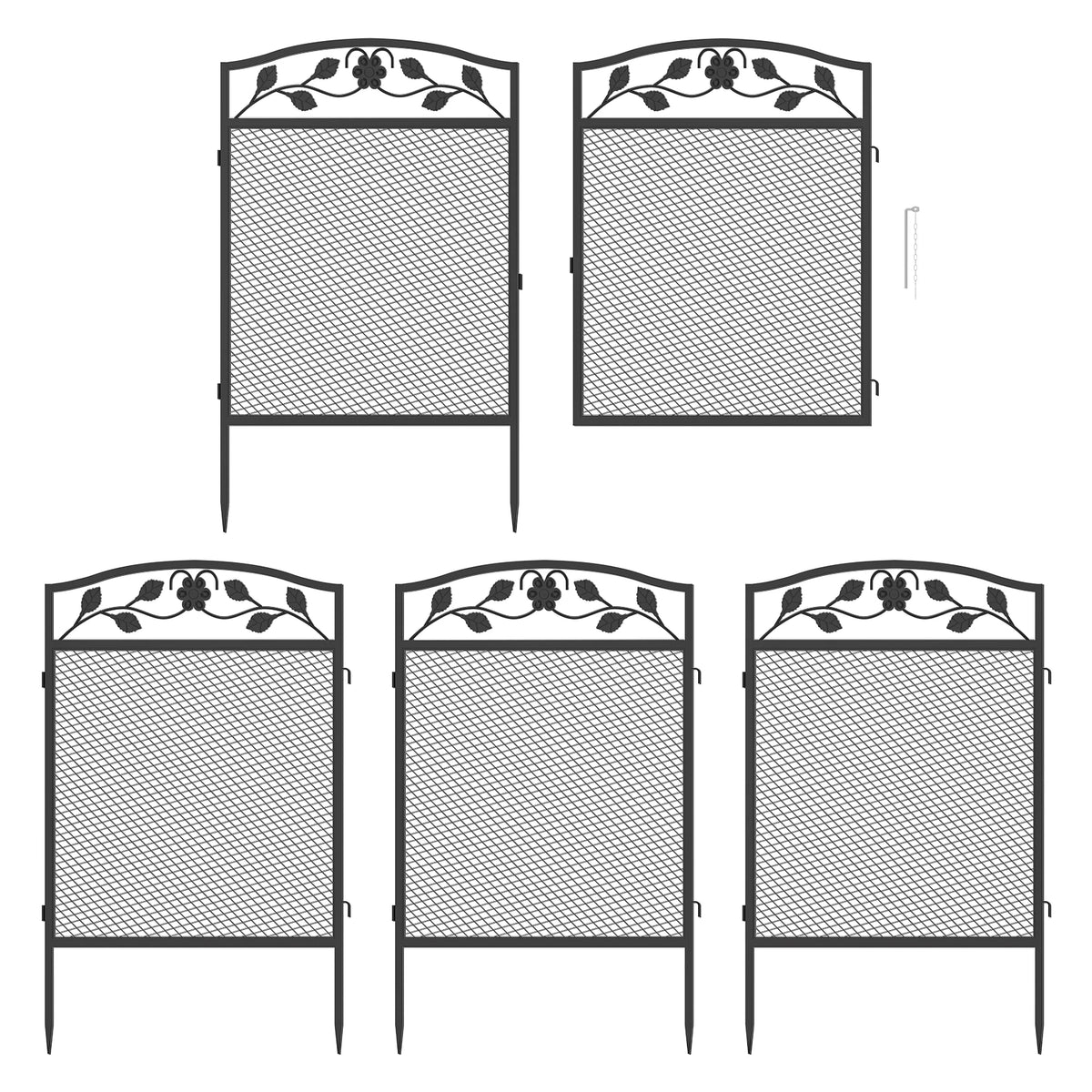 5pcs Iron Garden Fence Panels – Outdoor Animal Barrier