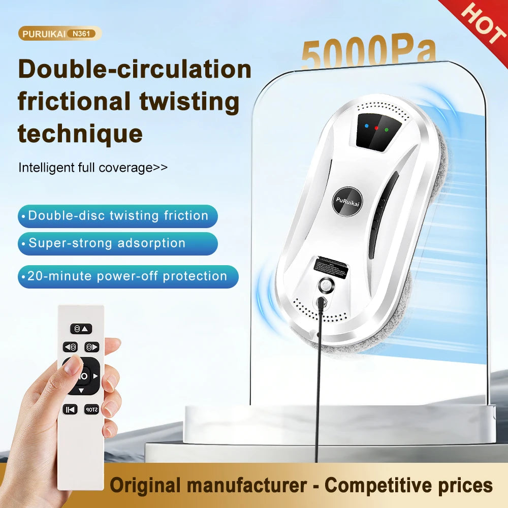 PuRuiKai PRK-N361 Window Cleaning Robot | 5600Pa Suction & Remote Control