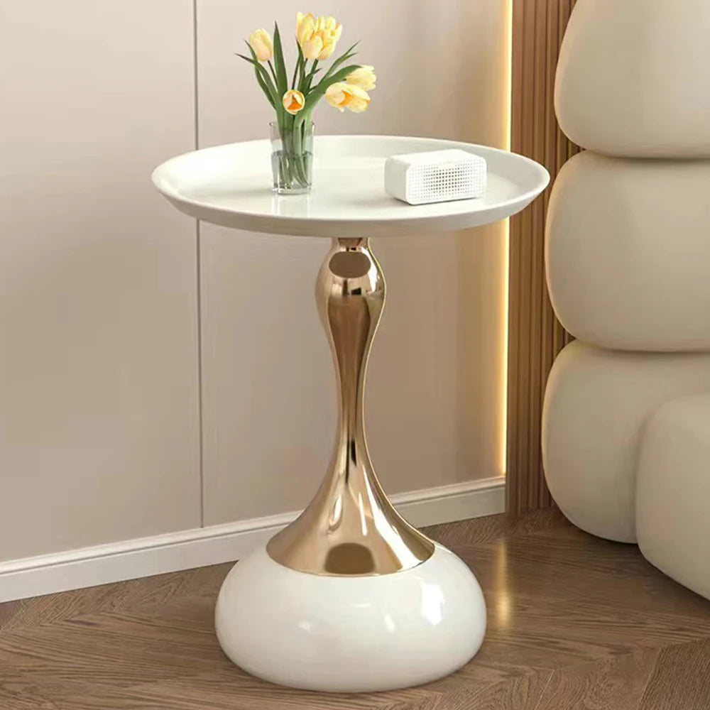 Modern Round Side Table | Luxury Small Waist Design | Space-Saving Coffee & Drink Table