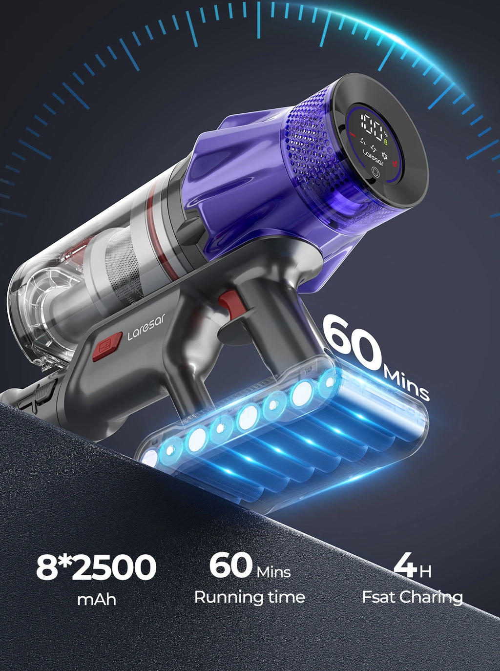 Laresar V7 Cordless Vacuum Cleaner with Removable Battery