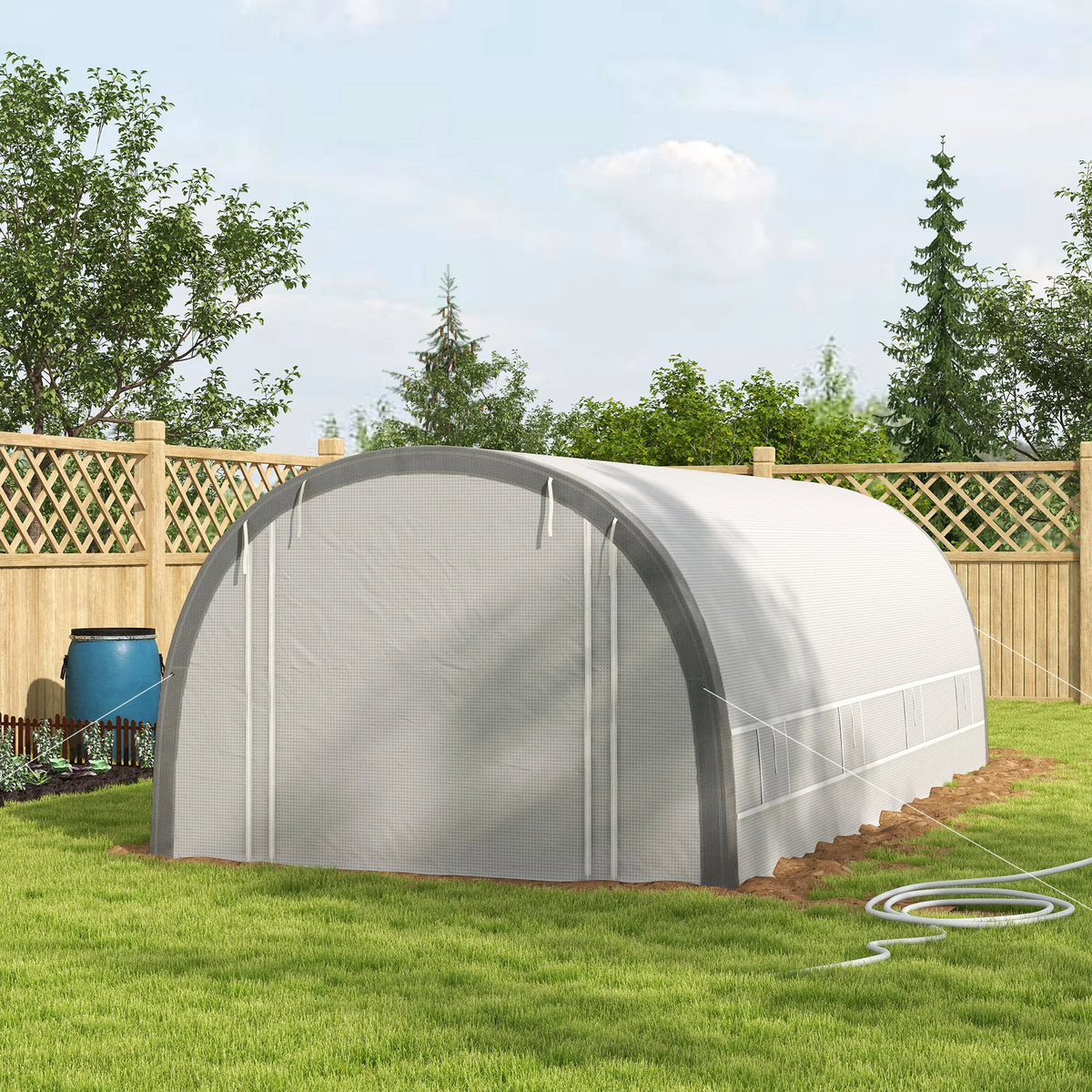 6x3m Polytunnel Greenhouse with Mesh Door & Windows