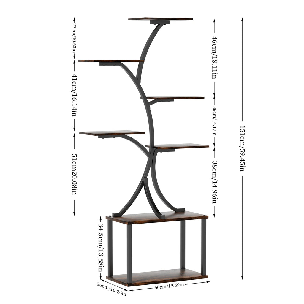 7-Tier Tree-Shaped Plant Stand – Metal Flower Display Rack
