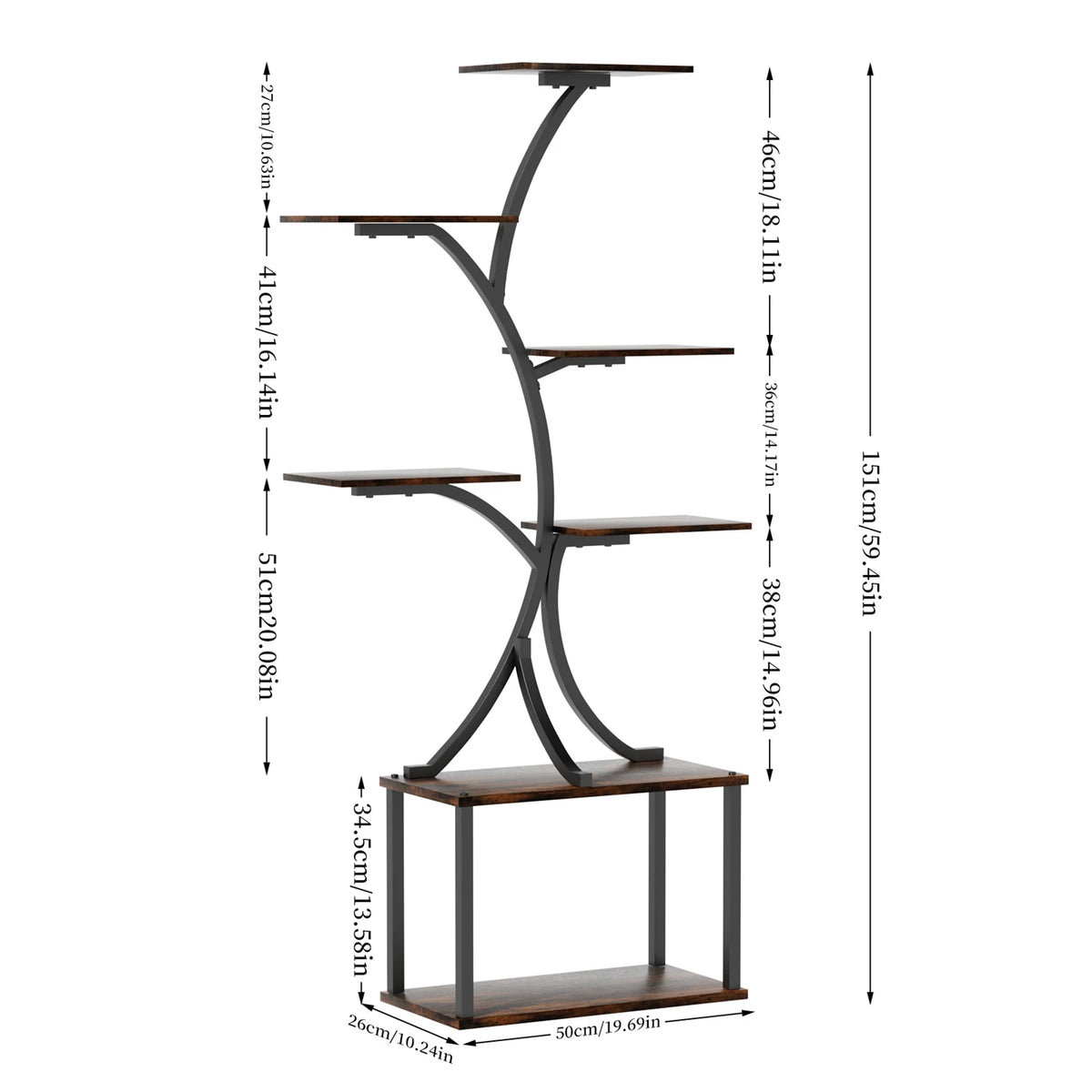 7-Tier Tree-Shaped Plant Stand – Metal Flower Display Rack