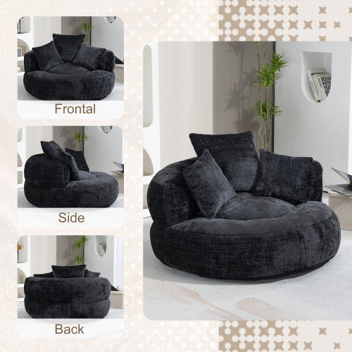 Luxury Chenille Lounge Chair with Pillows