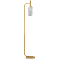 Gold Glass Floor Lamp | 3D Textured Shade | E27 | Foot Switch | 152cm | Gold Tone
