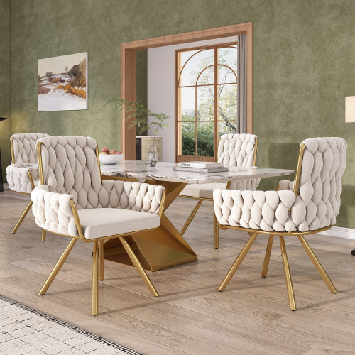 Luxury Velvet Dining Chair with Gold Legs