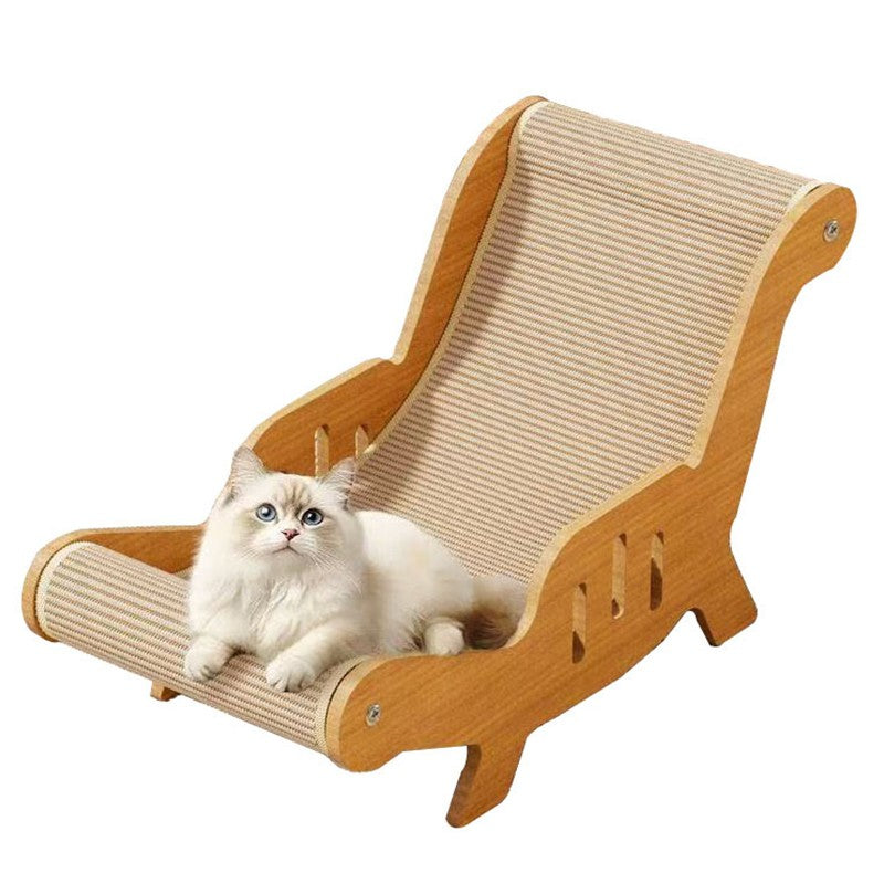 Luxury Wooden Cat Lounge Chair with Sisal Scratcher Bed