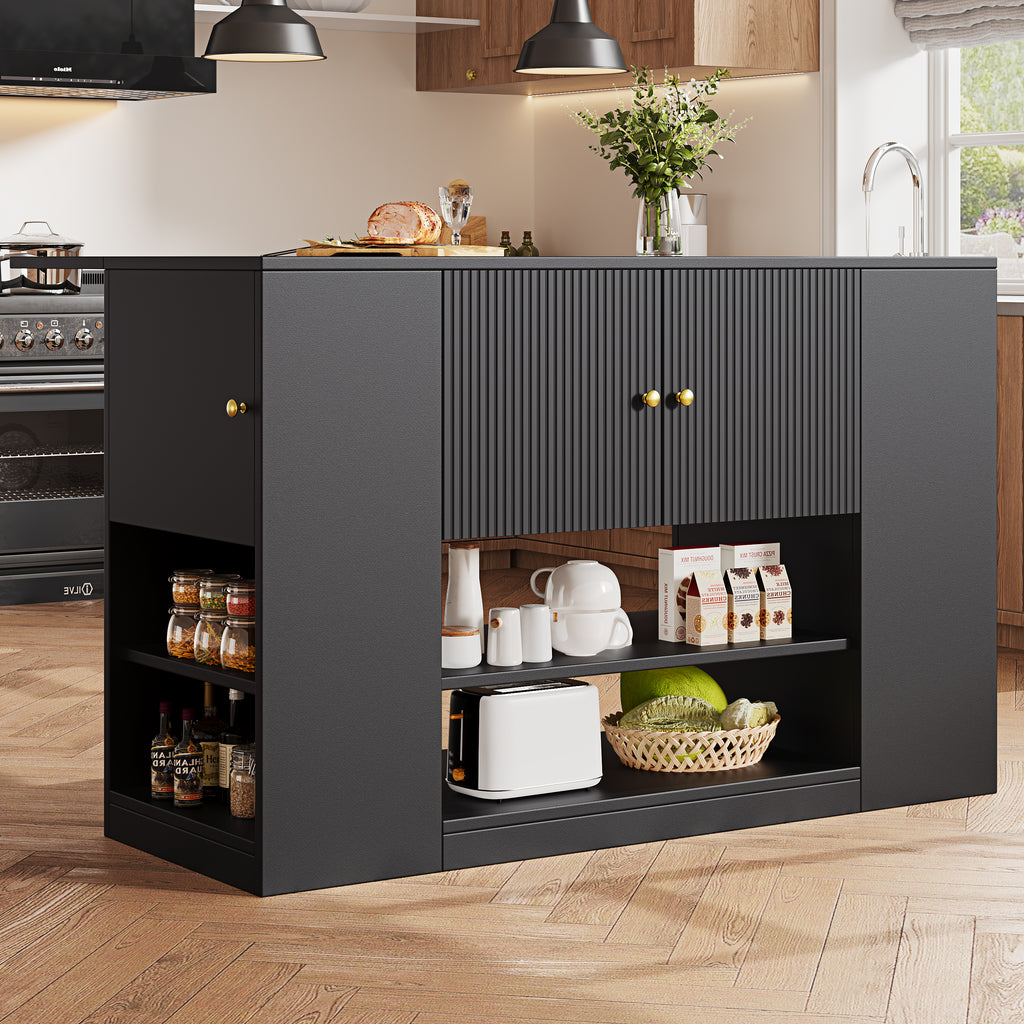 Modern Luxury Kitchen Island Cabinet with Storage Shelves