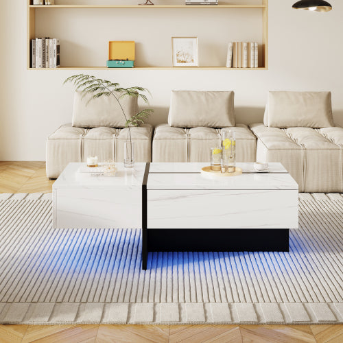 Modern LED Coffee Table with Drawers & App Control