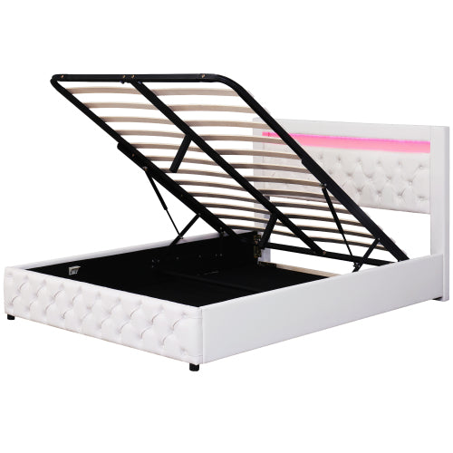 Luxury Upholstered Storage Bed with LED Lighting