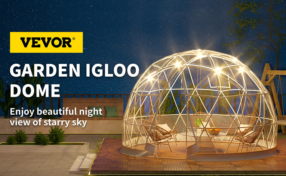 9.5ft Bubble Tent Garden Igloo Dome with LED PVC Cover