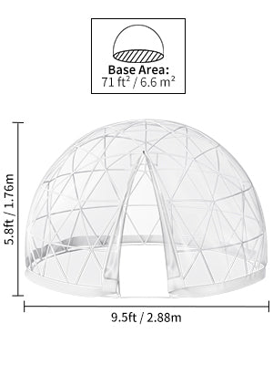 9.5ft Bubble Tent Garden Igloo Dome with LED PVC Cover