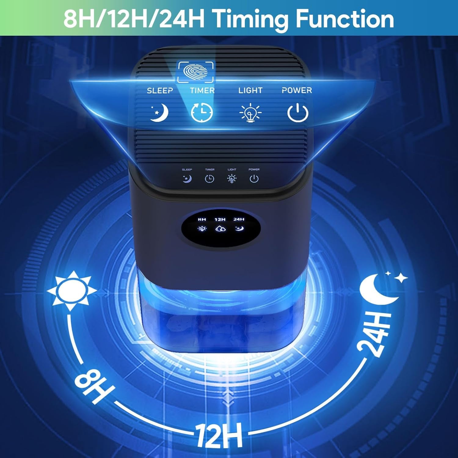 Ultra Quiet Portable Dehumidifier 1.7L with Timer & Night Light