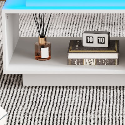 Modern RGB LED Coffee Table with Storage