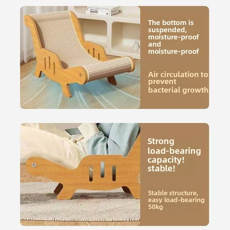 Luxury Wooden Cat Lounge Chair with Sisal Scratcher Bed