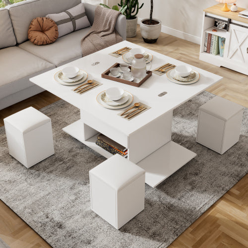 Lift-Top Coffee Table Set with Hidden Storage