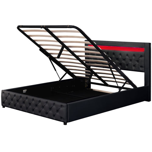 Luxury Upholstered Storage Bed with LED Lighting