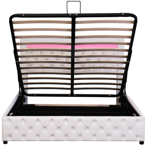 Luxury Upholstered Storage Bed with LED Lighting