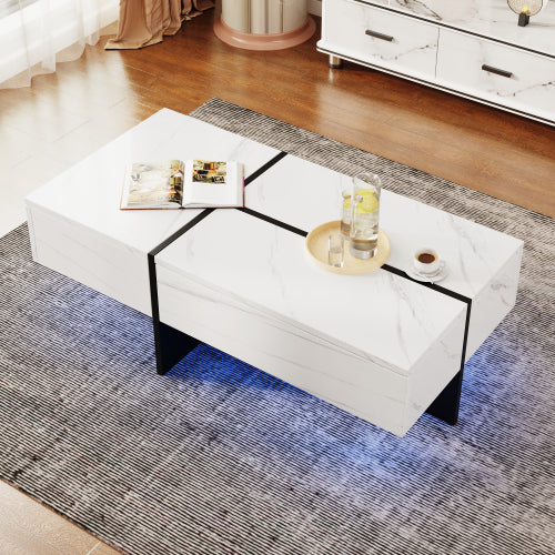 Modern LED Coffee Table with Drawers & App Control