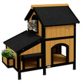 Premium Outdoor Wooden Cat House with Flower Box