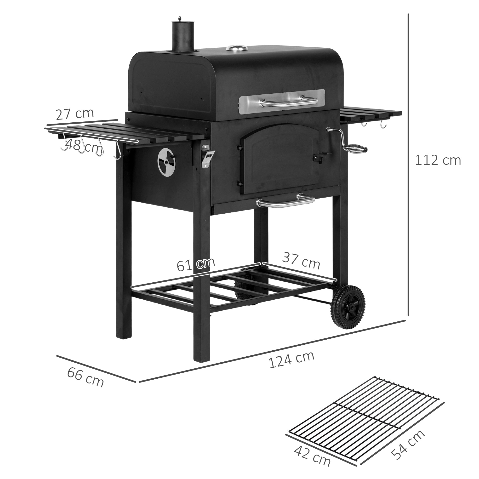 Premium Charcoal BBQ Grill with Shelves