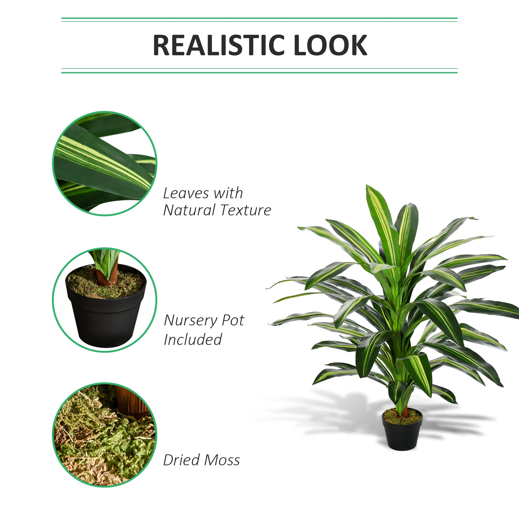 Luxury Artificial Dracaena Plant - 110cm