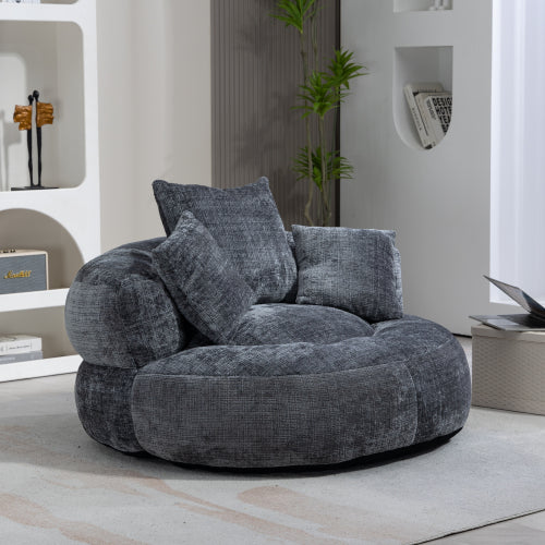 Luxury Chenille Lounge Chair with Pillows