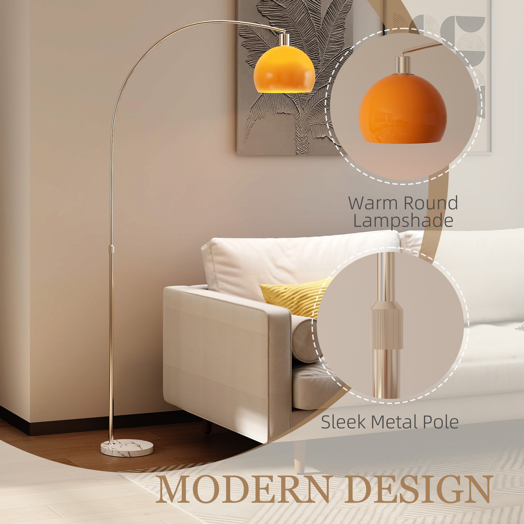 Modern Luxury Floor Lamp with Marble Base 180cm