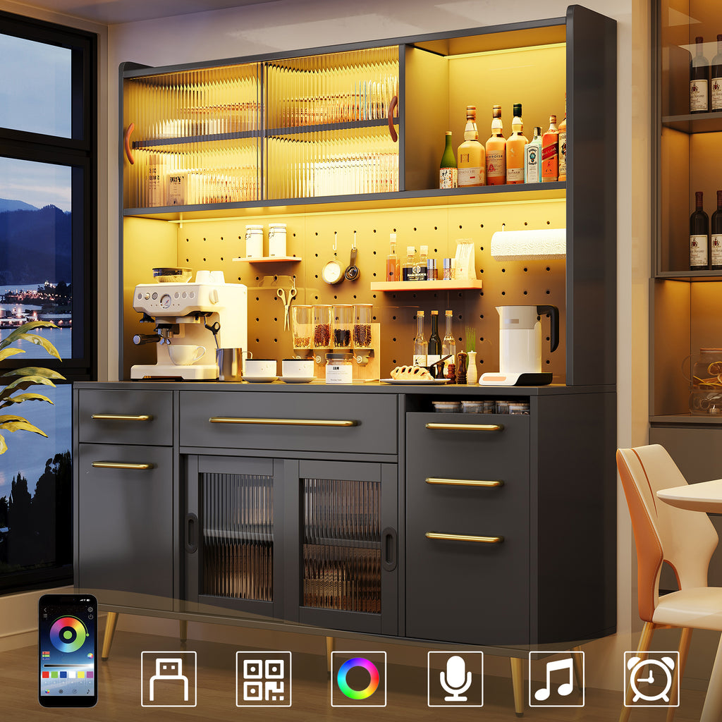 Modern LED Sideboard Cabinet with Smart Lighting