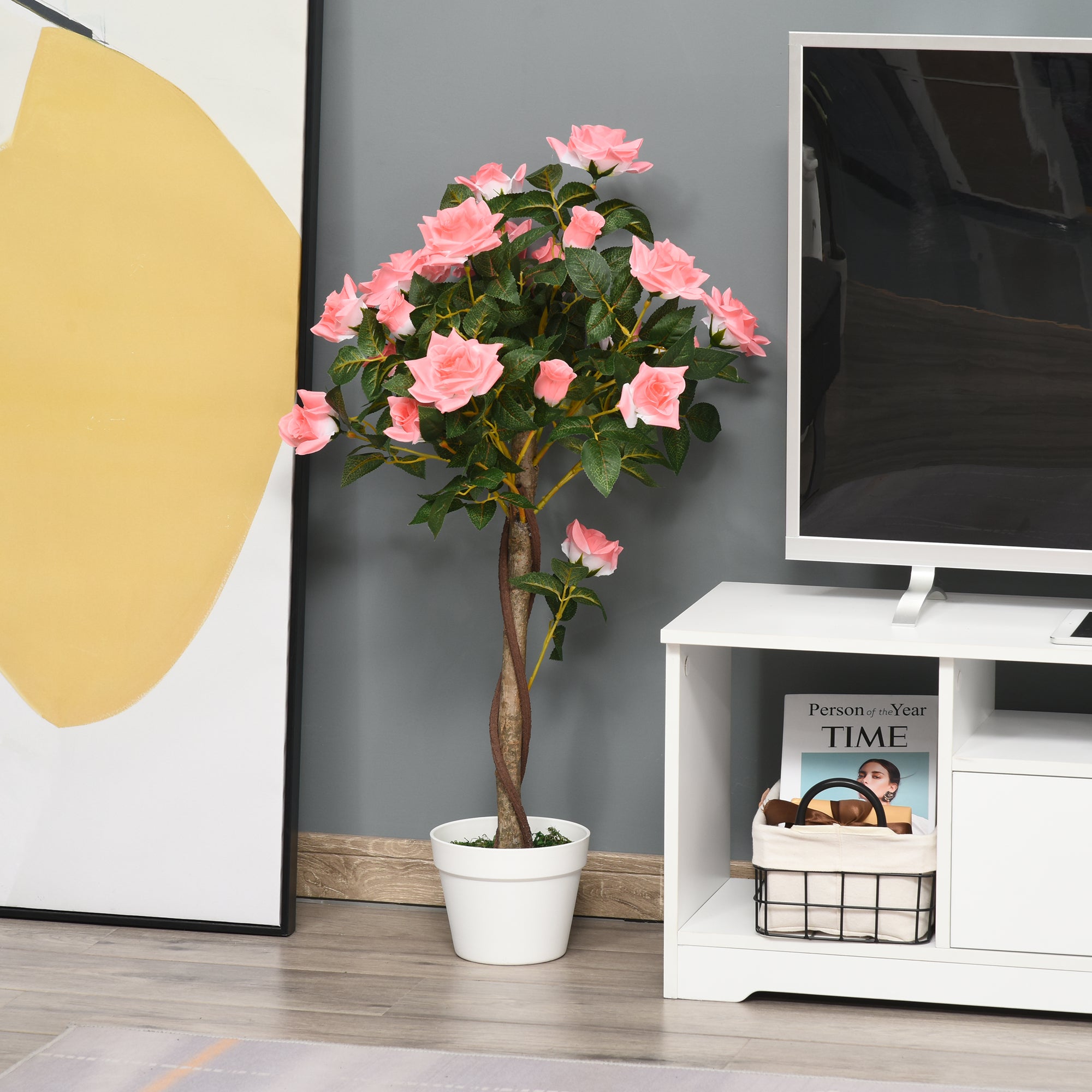 Luxury Artificial Pink Rose Tree - 90cm