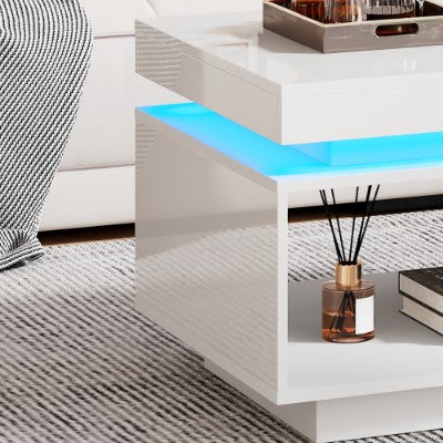 Modern RGB LED Coffee Table with Storage
