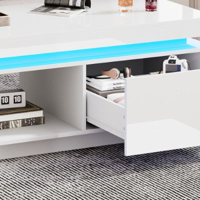 Modern RGB LED Coffee Table with Storage
